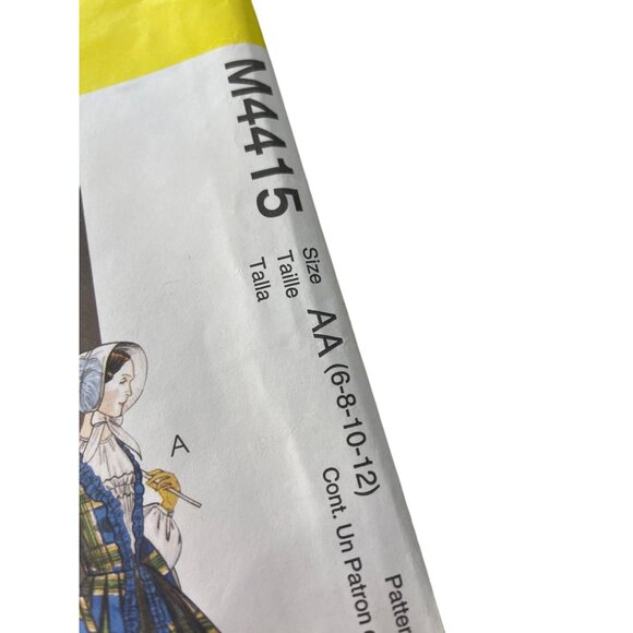 McCalls M4415 Sewing Pattern Sizes 6-8-10-12 AA l Civil War Gone w/the Wind UNCU - Picture 2 of 6